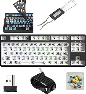 Teclado mecânico 82 teclas com botão Bluetooth teclados para jogos 5.0/2.4G/com fio RGB 4000mAh 0,87 polegadas TFT tela Driveable macro programável teclado de jogos sem fio para todos os iPad, Win/Mac (roxo)