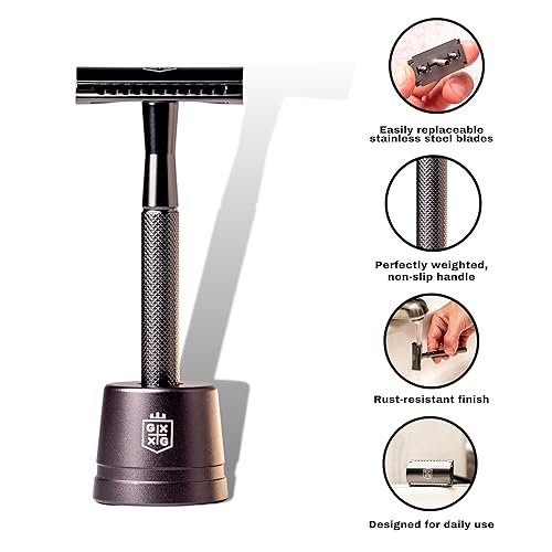 Miniatura 2 de Excalibur - Maquinilla de afeitar de seguridad de doble filo premium para hombres, con 5 cuchillas de afeitar de seguridad de doble borde