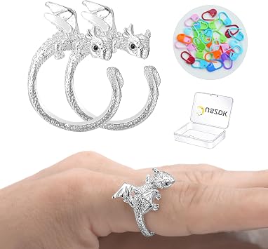Crochet Ring for Finger Crocheting Yarn Tension Ring with Stitch Marker Set
