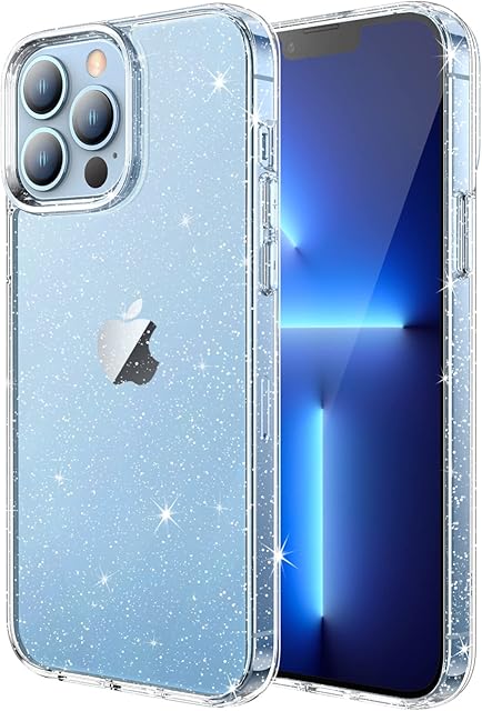 JETech Glitter Case for iPhone 13 Pro 6.1-Inch, Bling Sparkle Shockproof Phone Bumper Cover, Cute Sparkly for Women and Girls (Clear)