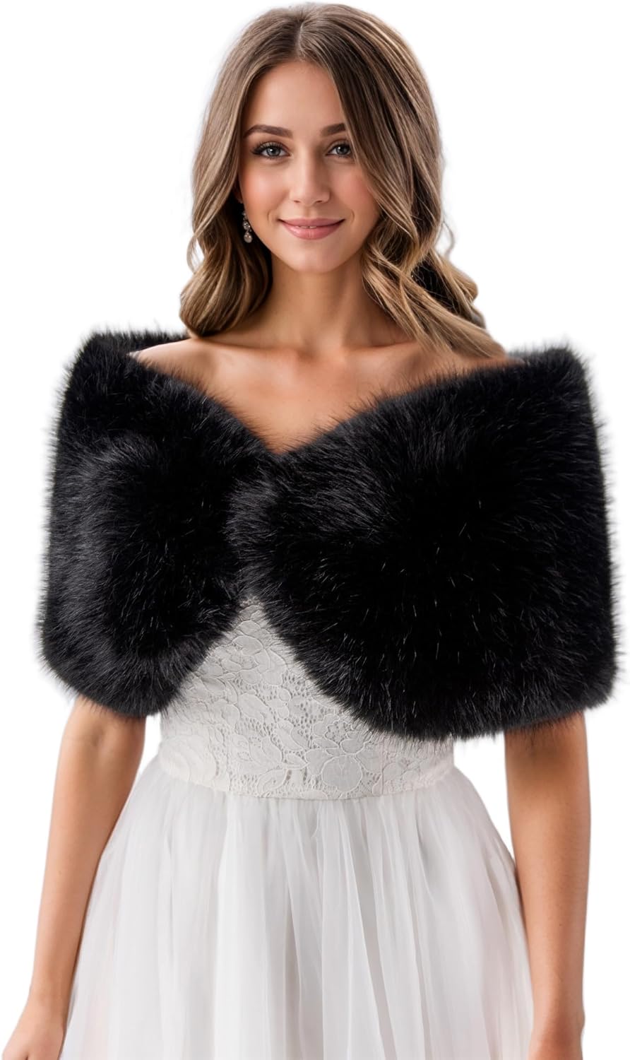 Women's Faux Fur Wrap Shawl Scarf Wedding Cold Winter Warmer