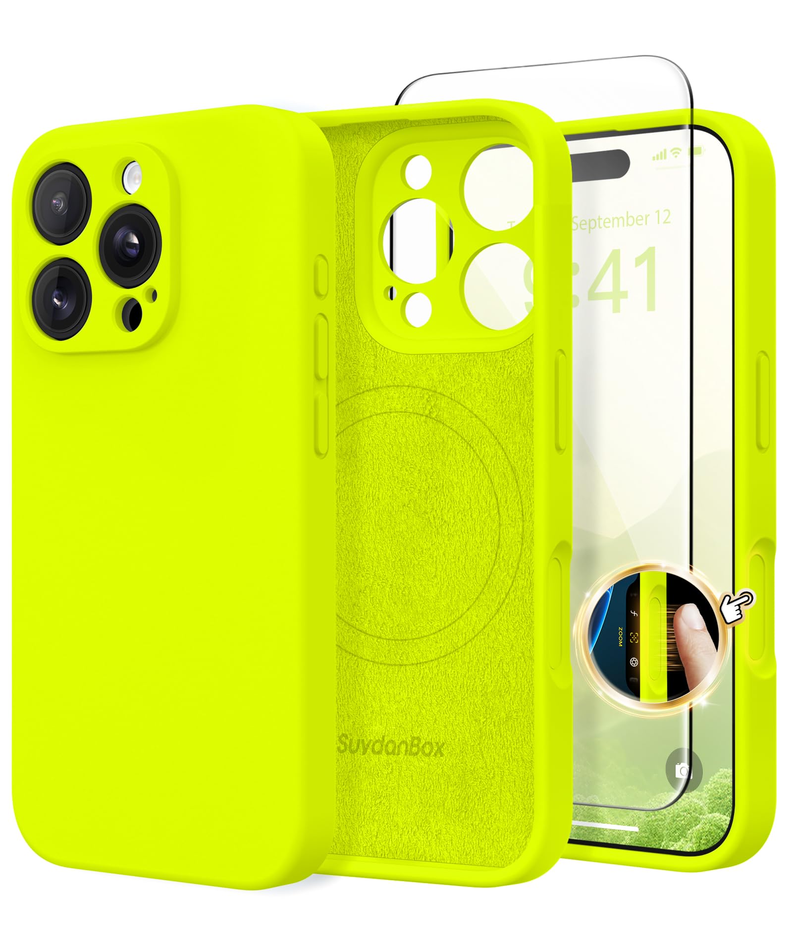 Magnetic for iPhone 16 Pro Max Case Silicone Fluorescent Green