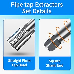 5-Piece NPT Pipe Tap Set, 1/4" NPT Tap Set Carbon Steel Hand Threading Plumbing Tap Set for Accurate Threads, Assorted Plumbers Mechanics DIY Thread cutting tools.