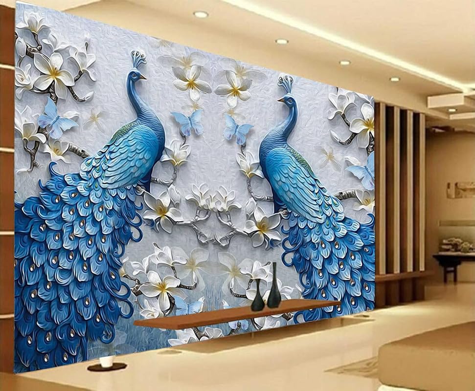 AADEE Craft Modern Blue Peacock Scenery 3D Flower Wallpaper for Home Decor Size Large (Non-Wooven 12X8 Feet Multi) (B0CHQQDTNL) Amazon Price History, Amazon Price Tracker