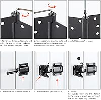 Vista 6 de HOME MASTER HARDWARE Kit de puerta de cierre automático, color negro, bisagras en T de resorte de 3.5 pulgadas, paquete de 2 + pestillo de puerta