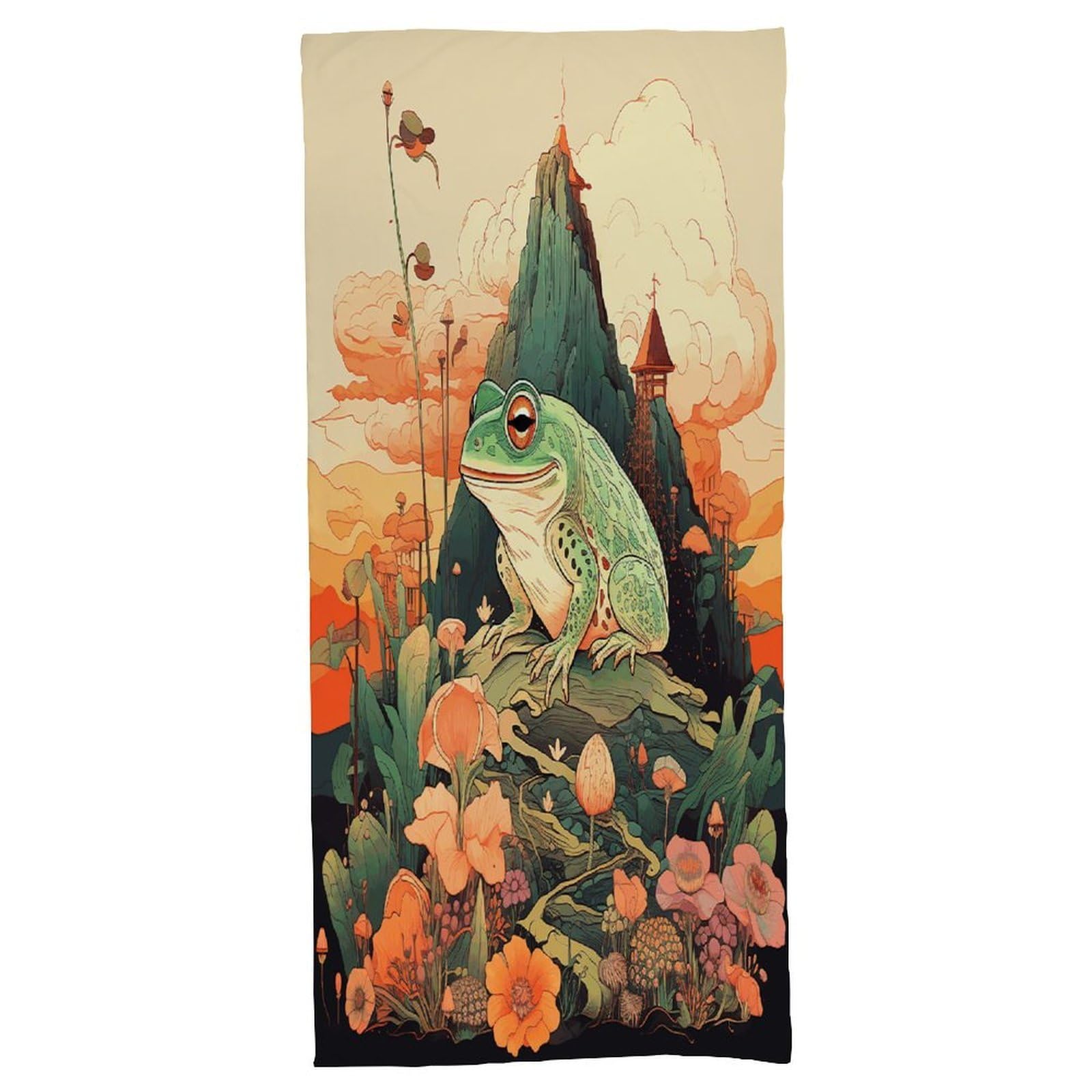 Fekiloot Men's Style Frog On Mountain Bath Towel Highly Absorbent,Beach Towels For Wo,Pool Towel Bathroom Essential For Beach,Gym,Travel, Camp