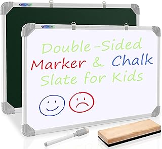Eduway 2 in 1 Learn N Write 1x1.5 Feet Slate for Kids | with Wooden Duster & Marker | Double Sided Front for Chalk & Rever... Price In India