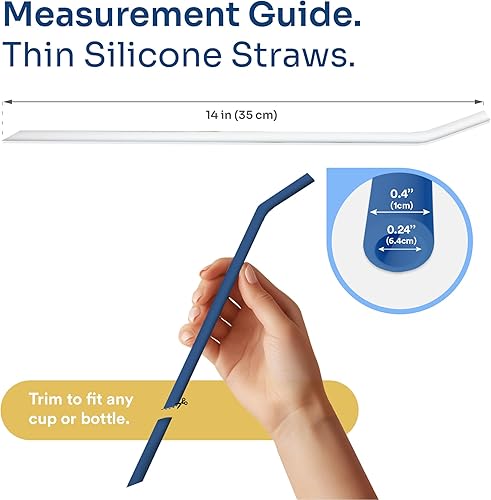 Miniatura 2 de Purifyou - Juego de 4 popotes de silicona platino extra largos y delgados de 14 pulgadas para tazas Stanley reduce el vaso y más popotes suaves y