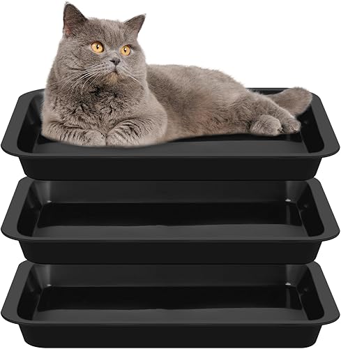 Tessco for you Caja de arena abierta para gatitos, 3 piezas, bandeja de plástico impermeable para gatos, conejillos de indias, mascotas, fácil de