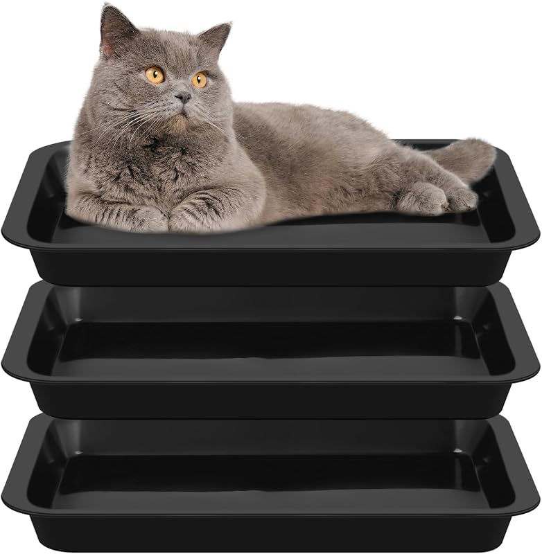 Caixa de Areia Descartável Baixa para Gatos e Pequenos Animais Tessco for you Preta, 3 Unidades