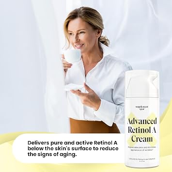 Advanced Retinol A Cream - Moisturizer w/Vitamin E, Coconut & Almond Oil- Retinol Daily Anti-Aging Cream for Face for Smoother Looking Skin (3.4 oz)
