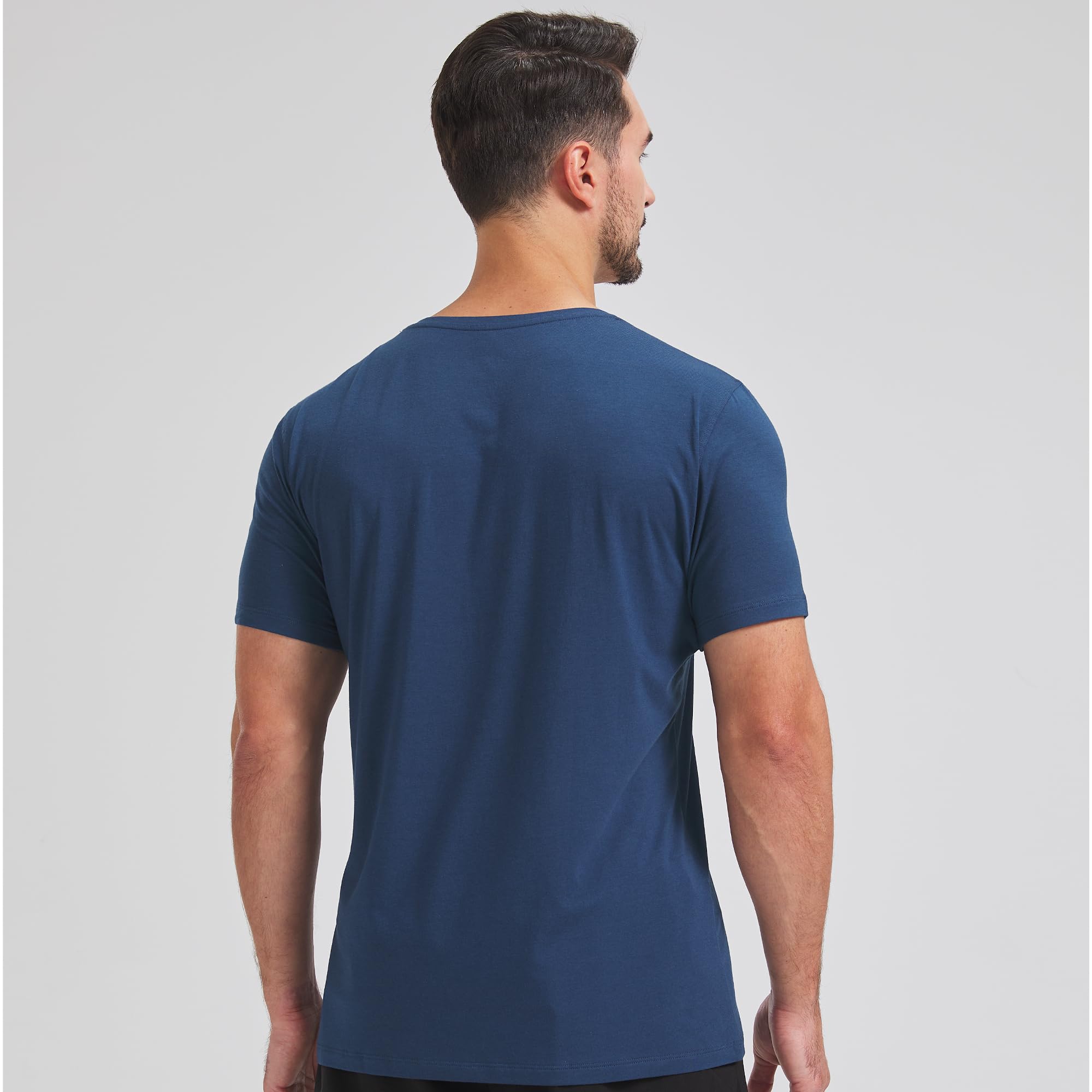 netdraw Camiseta de algodón de viscosa de bambú ultrasuave con cuello en V para hombre, absorbe la humedad, fresca, cómoda, atlética, casual