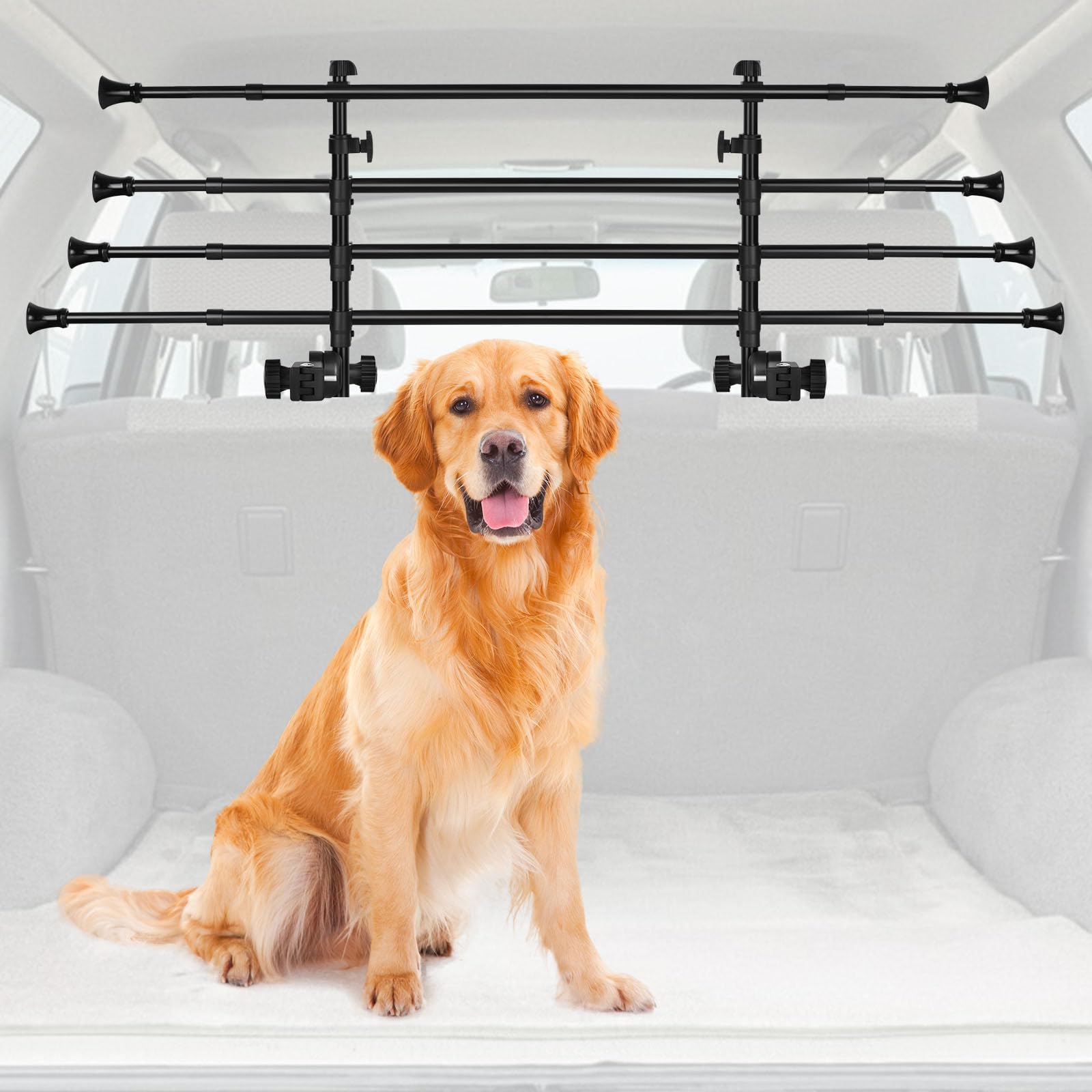 Grille de séparation pour chien - Réglable - Avec fixation pour appuie-tête - Pour la plupart des berlines, breaks, SUV - Largeur : 82 à 140 cm - Hauteur : 32 à 53 cm