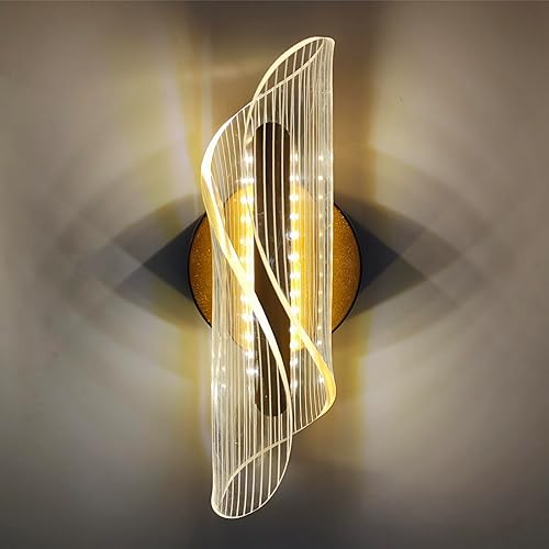 Chrasy Lámpara de pared LED para interiores de 10 W, forma de flujo en espiral, 3 temperaturas de color, ajustable, lámpara de pared acrílica,