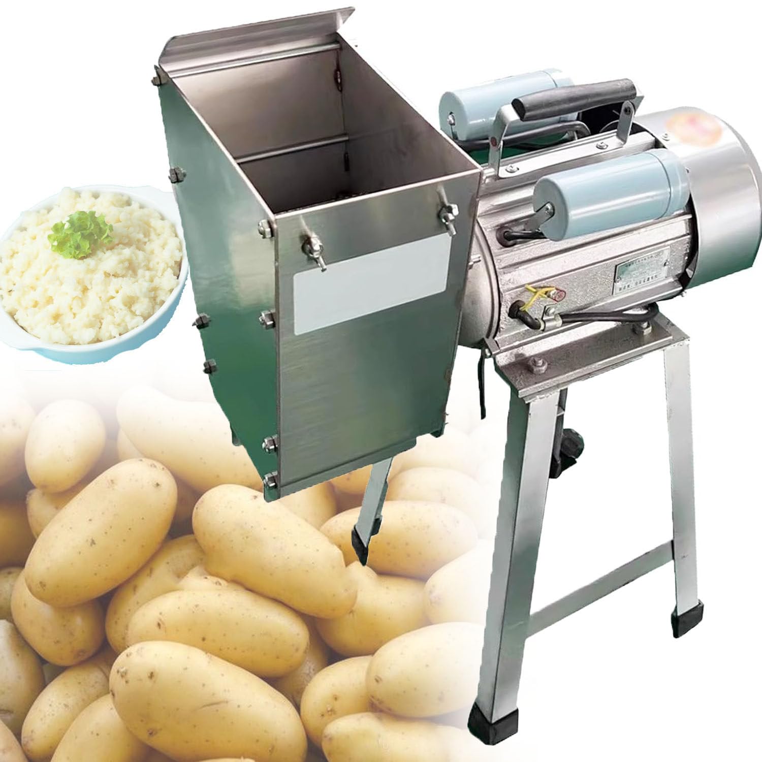 Presse-PuréE éLectrique, 1100 W, Arbre Et Engrenage de Broyage en Acier Inoxydable, Lisse, DéLicat et Savoureux, Rendement 100-200 Kg/H, IdéAl pour éCraser Pommes Terre et Les Tomates