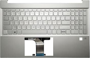 Laptop Replacement Keyboard Compatible for HP Pavilion 15-EG 15-EH TPN-Q246 TPN-Q245 15-EG0010NR 15-EG0015CL M08912-001 N02262-001 Latin Layout No Backlit with Palmrest Upper Cover Case Silver