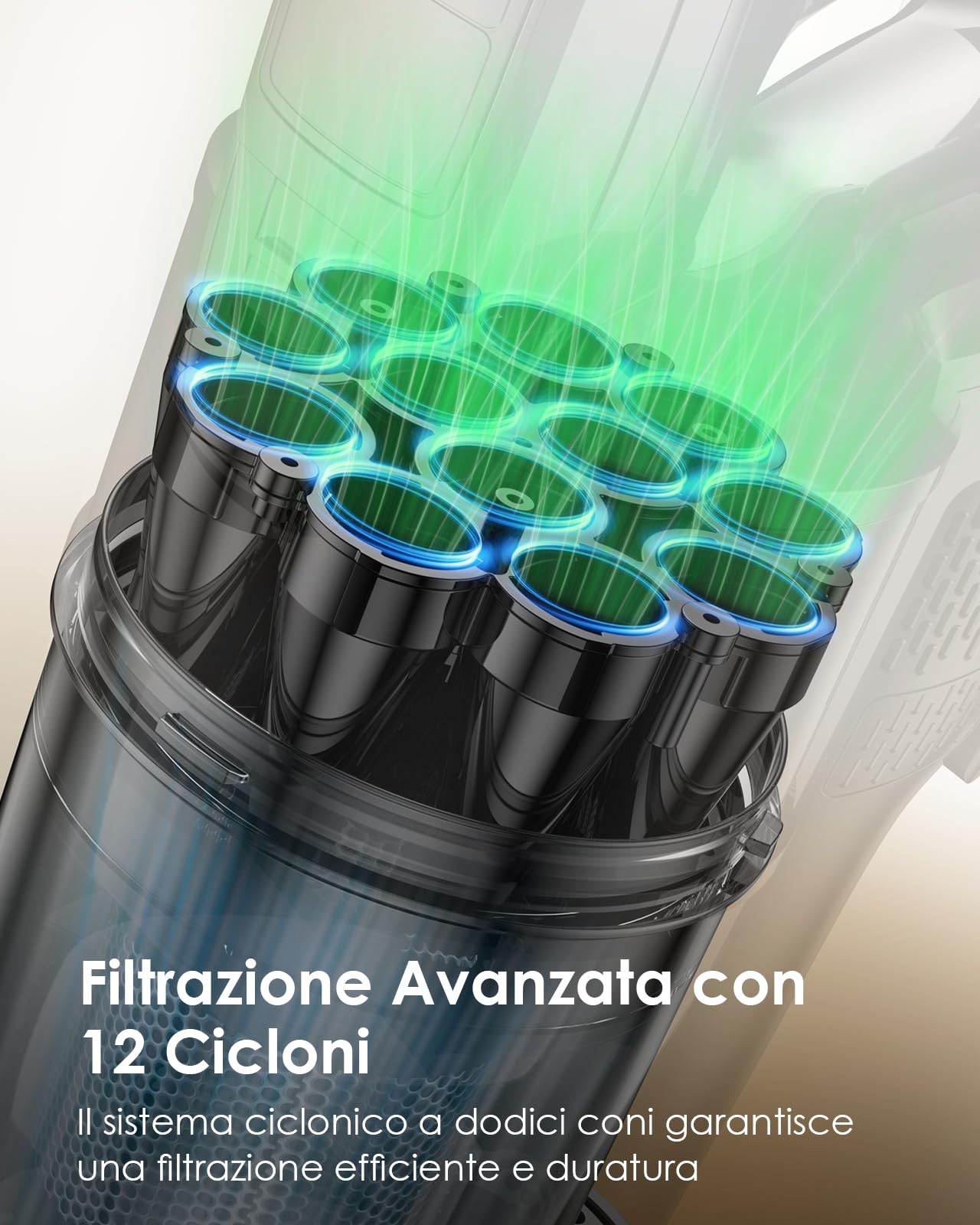 Linkifly A11 Aspirapolvere Senza Fili, 48Kpa Potente Aspirazione, con Tecnologia Ciclonica & Anti-groviglia, 60 Min Autonomia, Adatto per Parquet, Tappeti, Piastrelle e Moquette