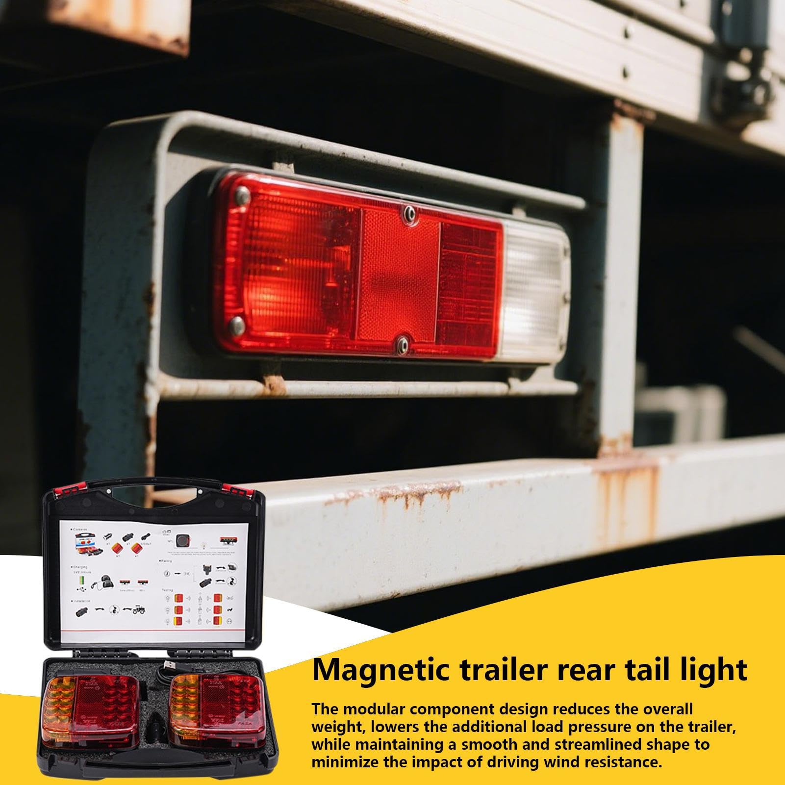 Luce Posteriore Per Rimorchio Traino Lampada Di Sicurezza Versatile | Luce Segnaletica Di Sicurezza Magnetica Per Rimorchio Funzionante per Guida Notturna Modifica