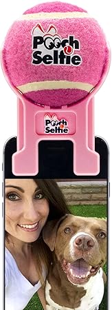 Pooch Selfie: Cell Phone Dog Universal Selfie Stick, Dog Training, Tennis Ball for Dogs Photos, Pet Selfie Tool Get Your Pooches Attention (AS SEEN ON Shark Tank) (Pink)