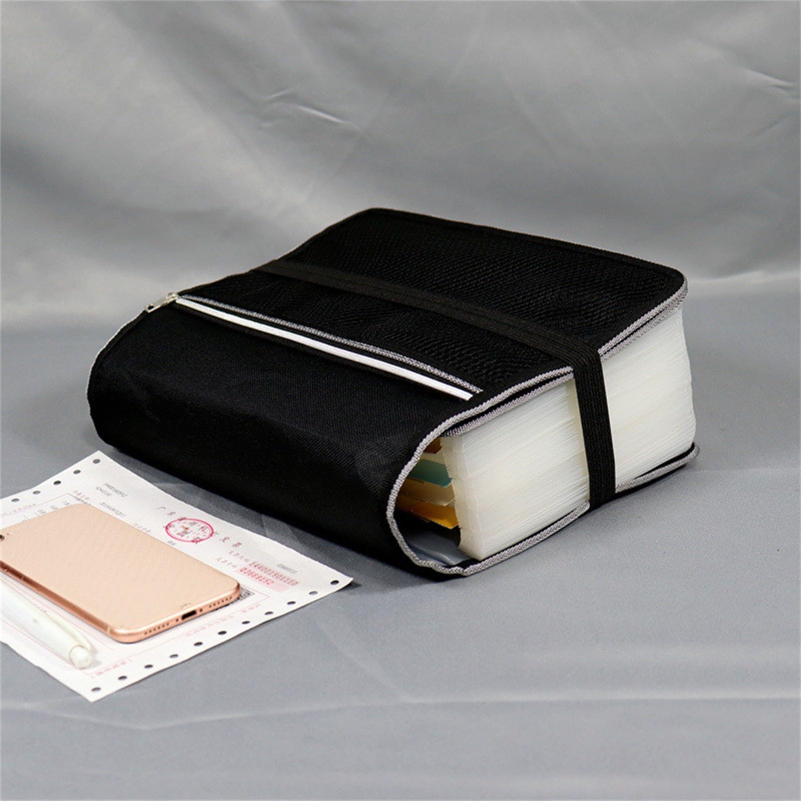 Carpeta Clasificadora Bolsa de órgano japonesa A5, carpeta multicapa de gran capacidad, tela de viento, Clip de almacenamiento de facturas, tarjeta de habitación de Hotel, almacenamiento de informació