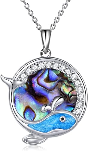 WINNICACA Whale Necklace Christmas Gifts for Women 925 Sterling Silver Abalone S