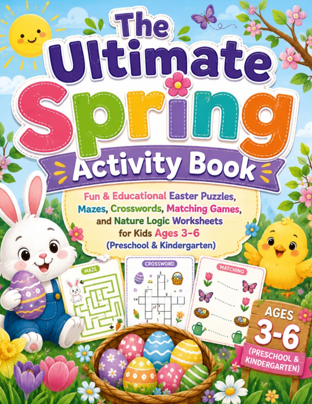 The Ultimate Spring Activity Book: Fun & Educational Easter Puzzles, Mazes, Crosswords, Matching Games, and Nature Logic Worksheets for Kids Ages 3-6 (Preschool & Kindergarten)
