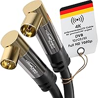 KabelDirekt – Cavo Antenna TV 4K, Coassiale – 90° angolato – 2x 3 m – Cavo TV digitale