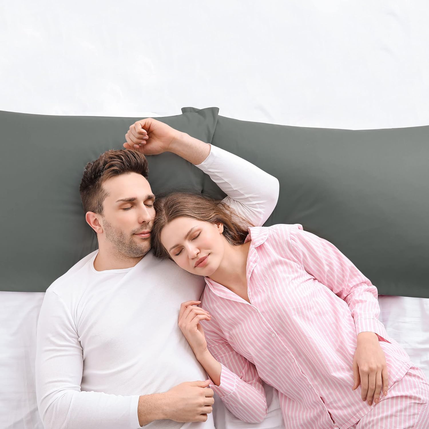 uxcell Pillowcases Weave from 100% Egyptian Cotton, Breathable Soft Pillow Cases with Zipper Closure, 2 Pcs Dark Gray Pillow Covers Standard Size - 20"x26" - Image 3