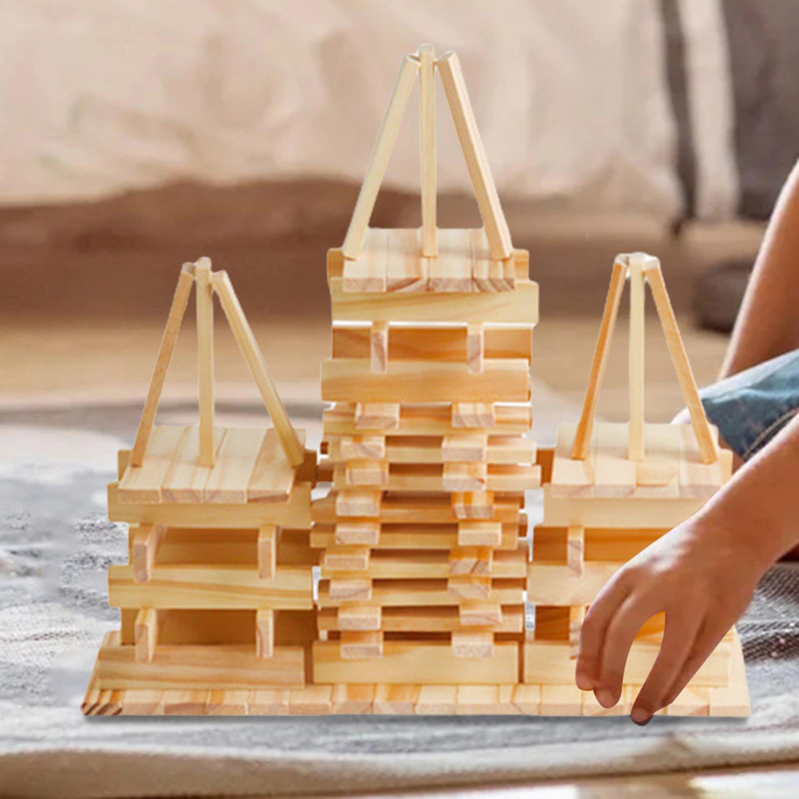 Amazon | 子供向け組み立ておもちゃ、木製積み木 - 100 個の