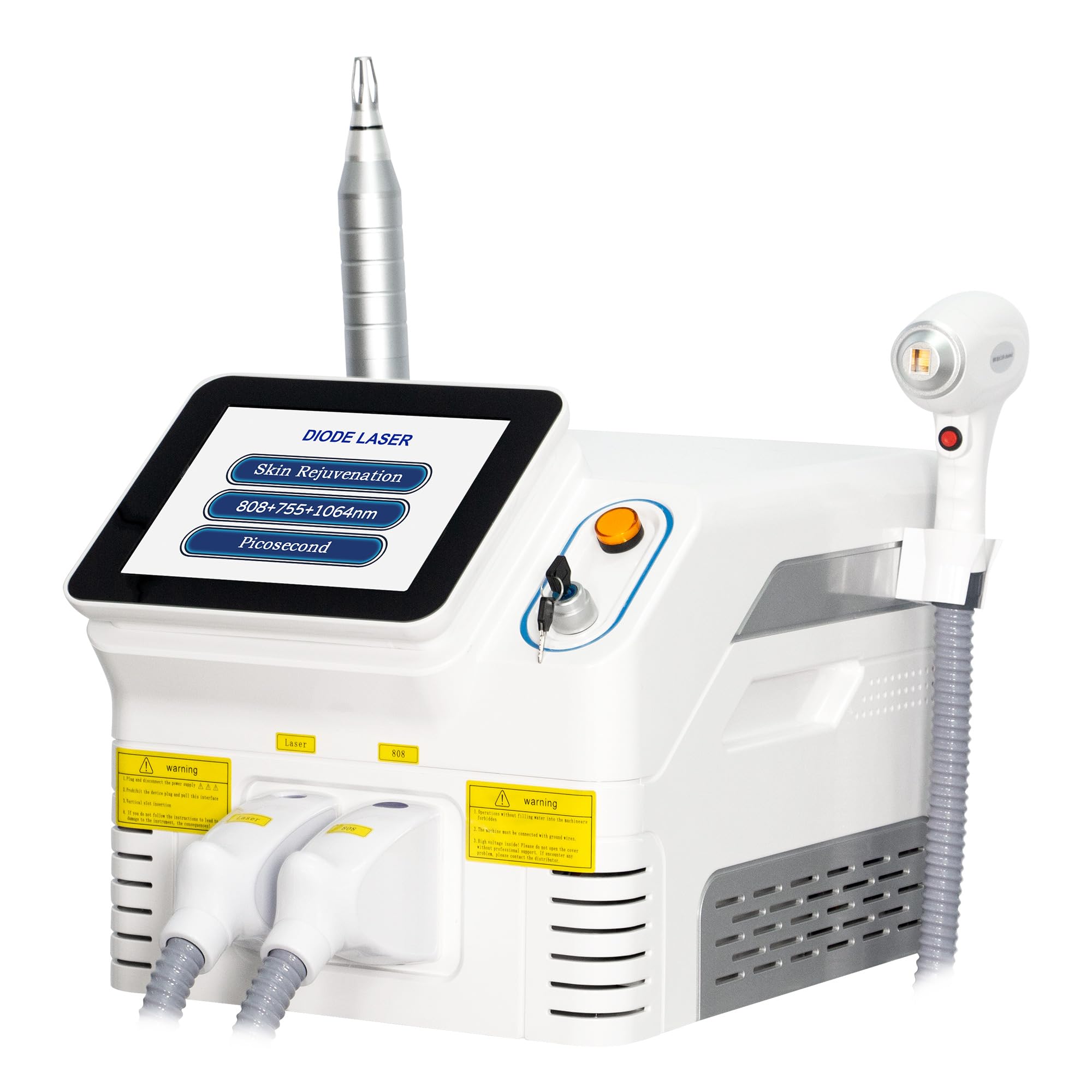 Macchina Laser a Diodi e Picosecondo 2 in 1, 808+755+1064nm, Rimozione Peli, Macchie, Tatuaggi e Ringiovanimento della Pelle