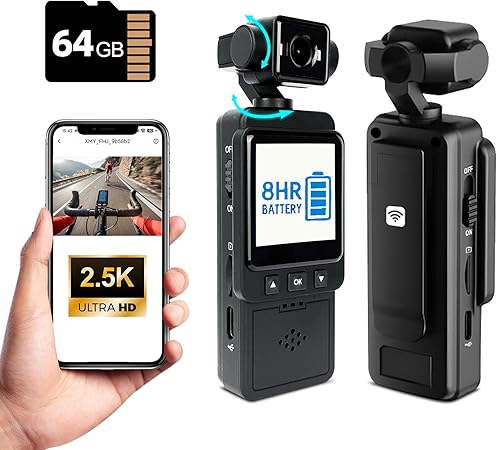 CTRYUN 2.5K Pocket Camera with Night Vision & WiFi