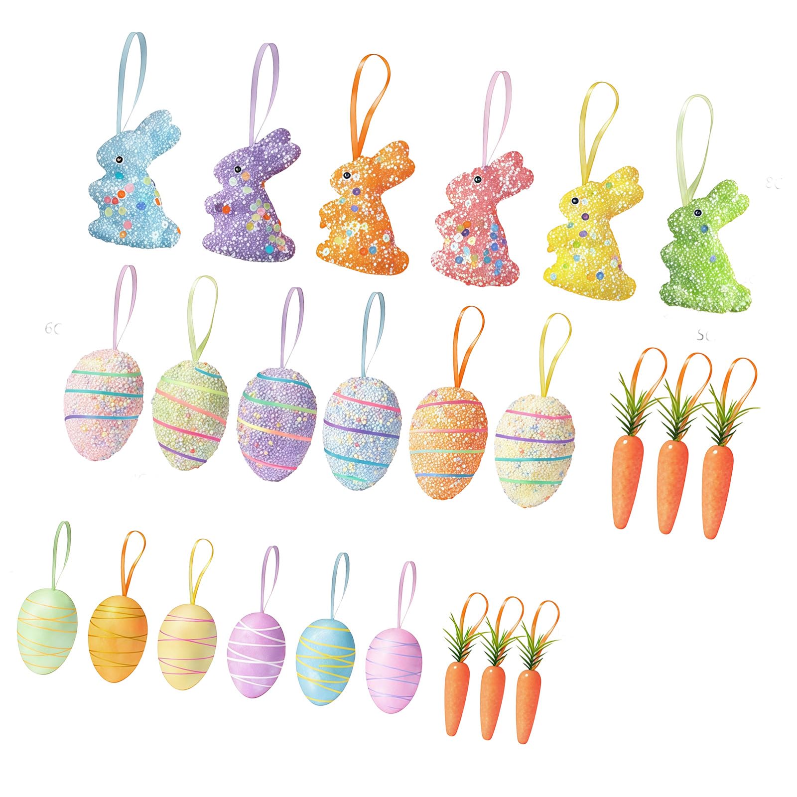 ZEPFJHE 1Set Colorful Portable Easter Eggs Rabbits Carrot Decor Hanging for Festival Inside Easter Decors