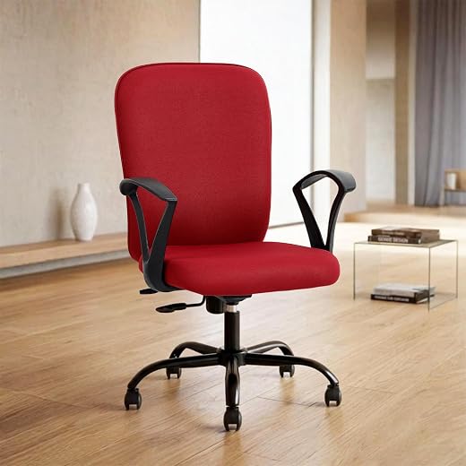 IAFA FURNITURE Mavro Office Chair, Mid Back Upholstery Ergonomic Home Office Desk Chair with Fixed Armrests &amp; Spacious Cus...
