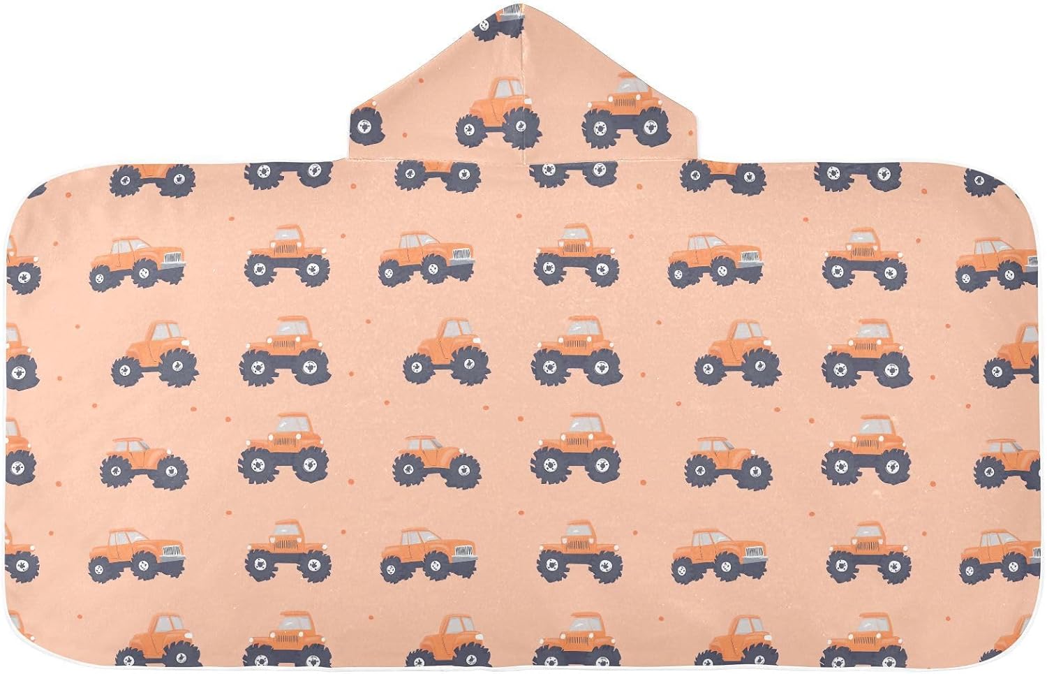 Beach Towels for Kids Trucks Car Peach Hooded Beach Towel for Girl Boy Quick Dry Bath Towel with Hood