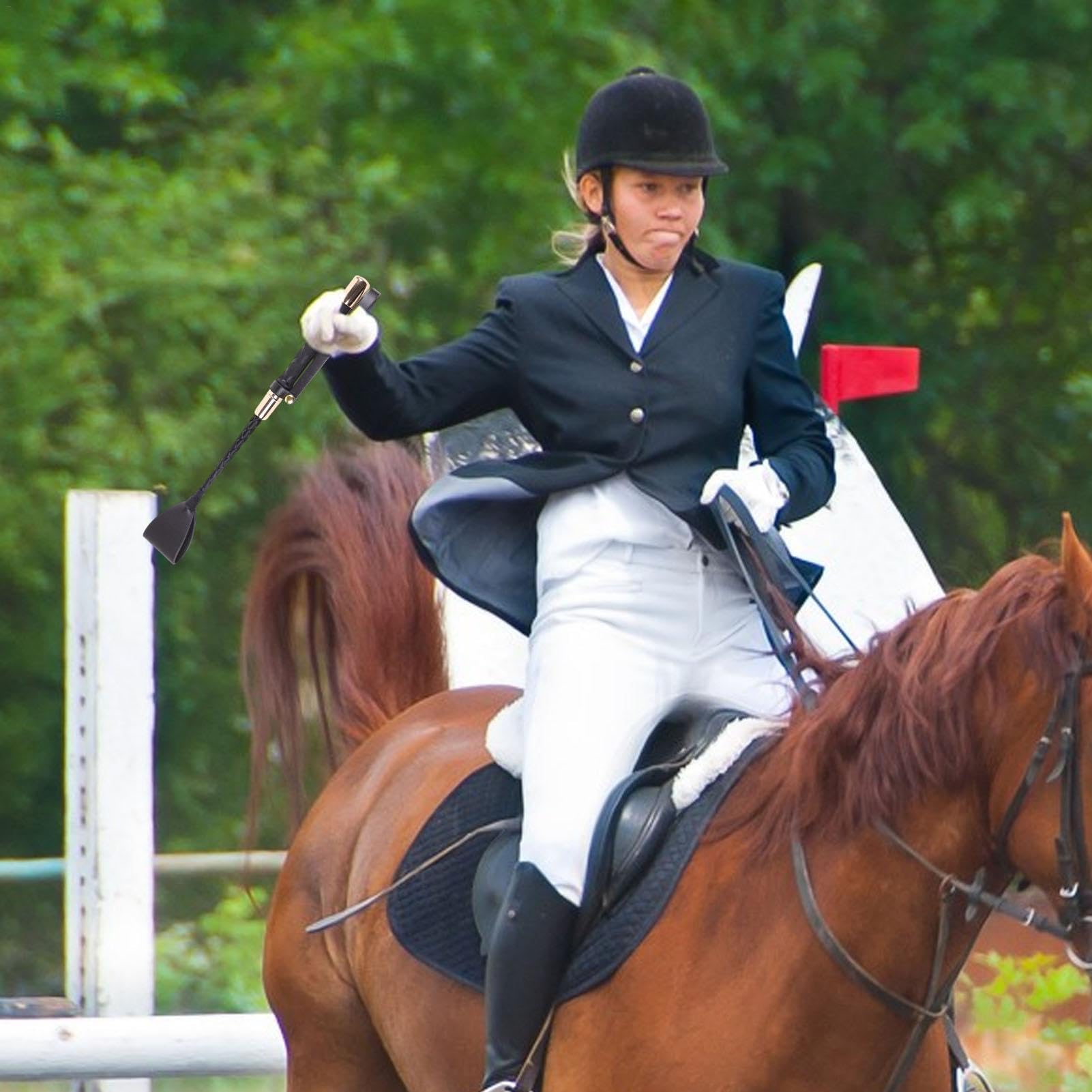 1 pièce Fouet d'équitation en cuir avec poignée, portable