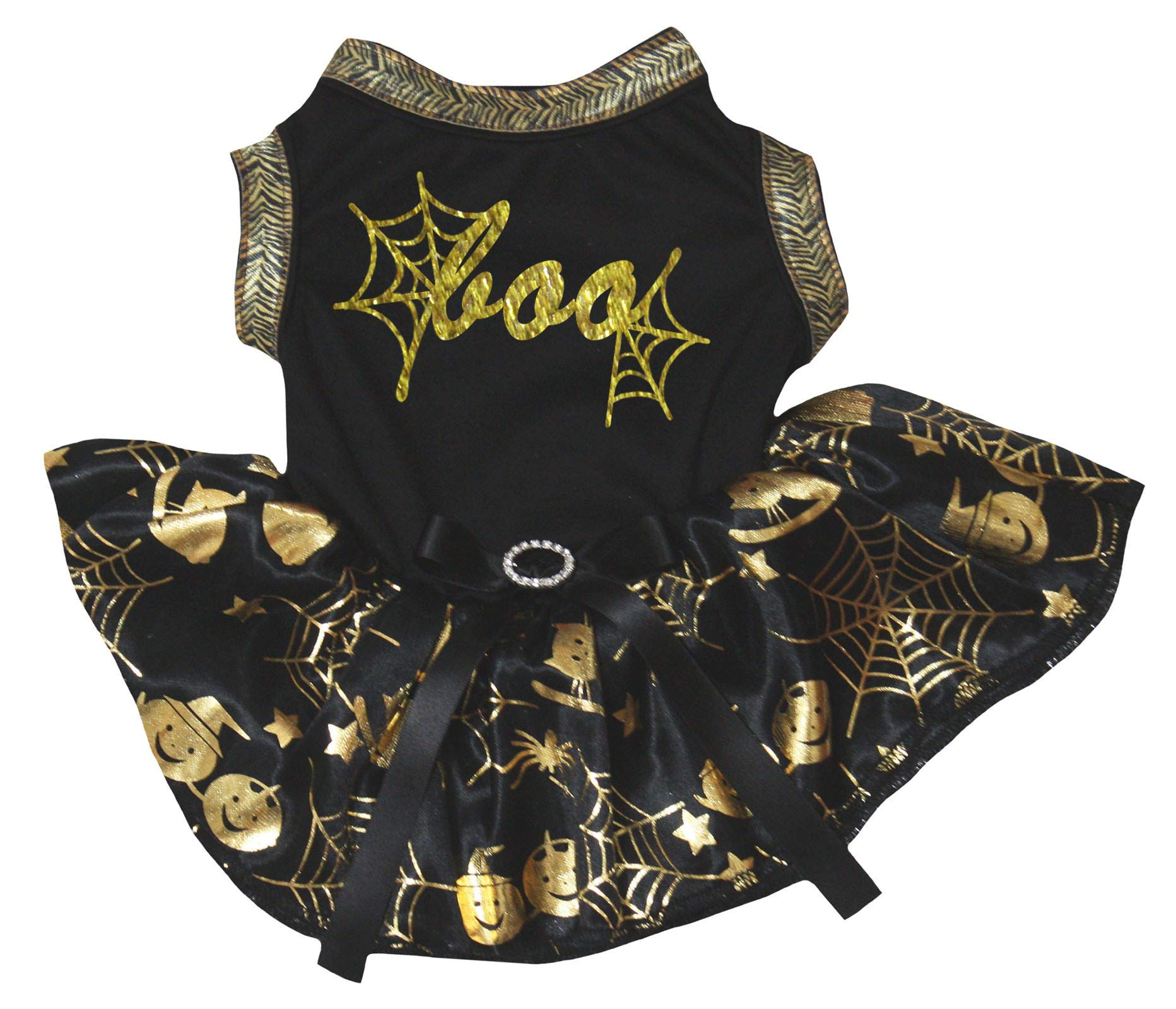 Robe pour chien Halloween Cobweb Boo noir et doré taille XXXL