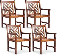 Vista 12 de VINGLI Sillas de comedor al aire libre, sillas de patio de madera resistente de 330 libras con respaldo cómodo, sillas de comedor de madera maciza