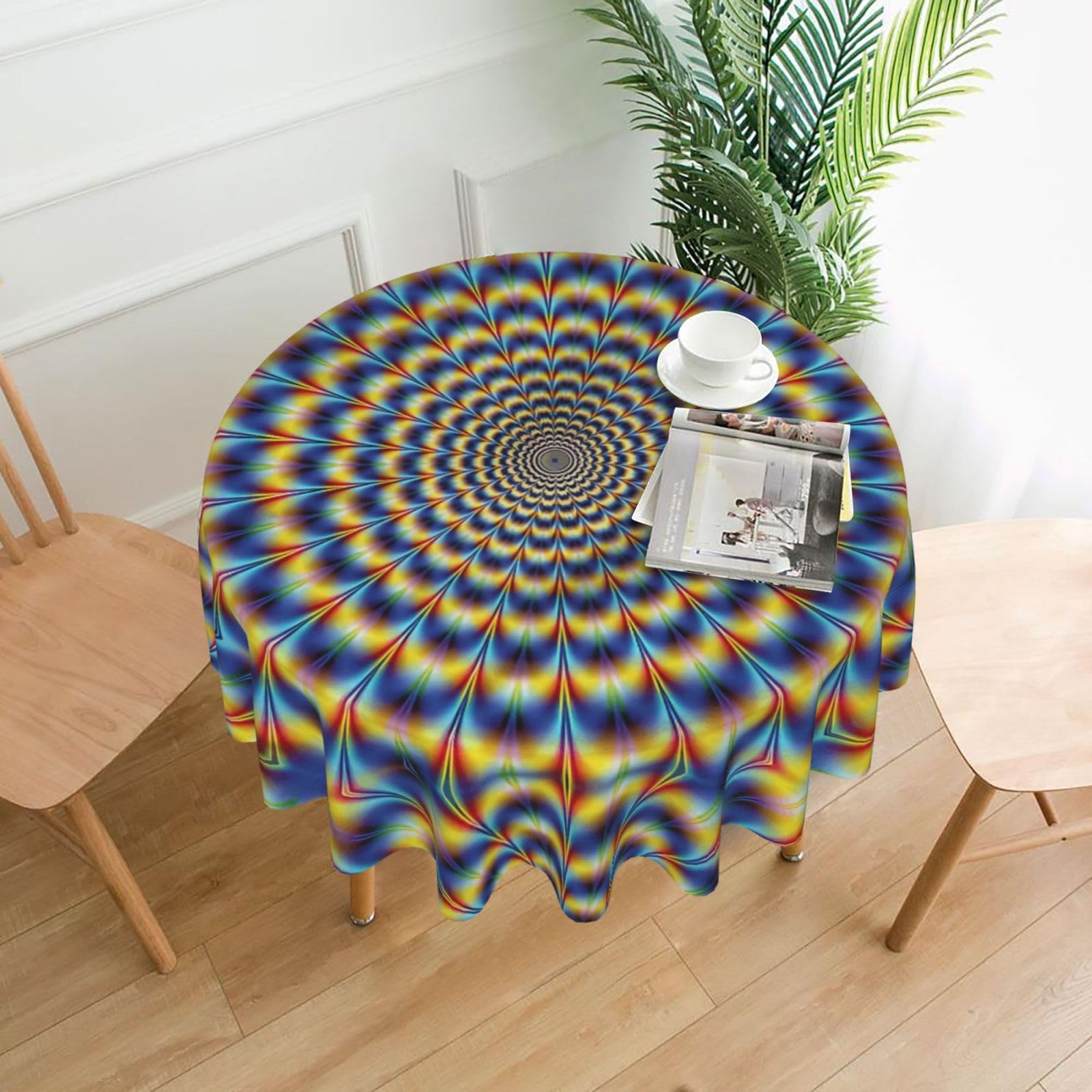 Spiral Optical Illusion Gif Print Round Washable Tablecloth – Table Cover