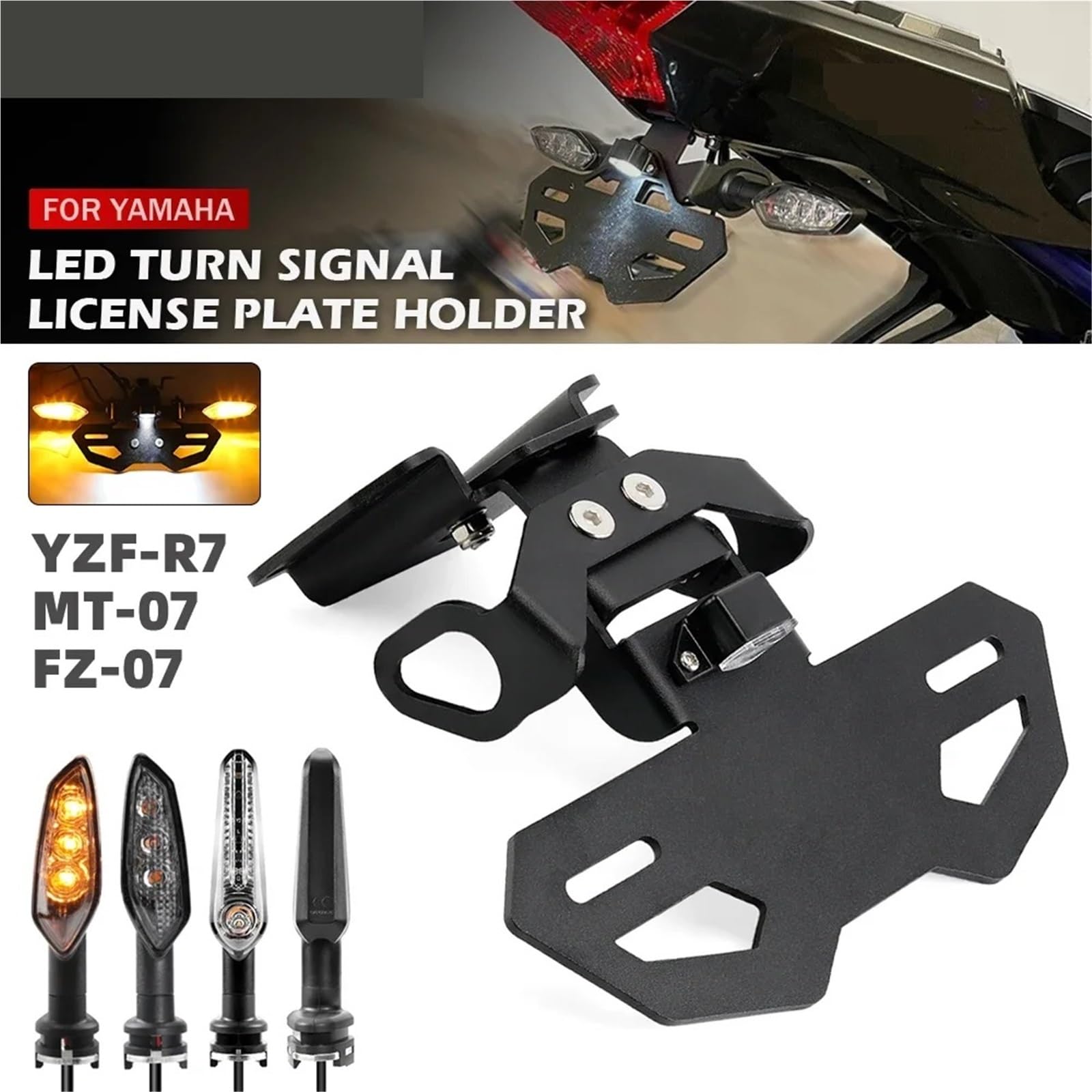 przednia tablica rejestracyjna Światło kierunkowskazu LED pasujące do motocykla YAMAHA MT07 FZ07 YZF R7 2014-2025 MT-07, uchwyt tablicy rejestracyjnej.(License Plate Holder)