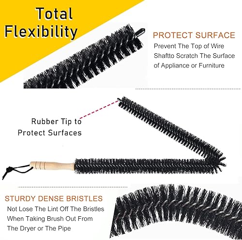 Miniatura 3 de Cepillo limpiador de ventilación para secadora de ventilación, trampa de ventilación y removedor de pelusas, cepillo de bobina de refrigerador largo