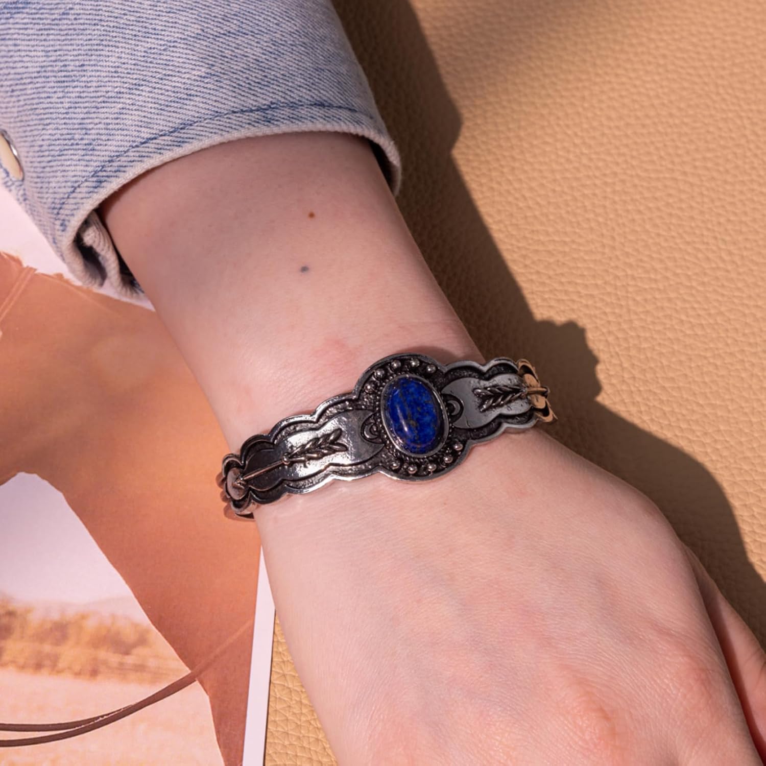 Montana West Rustic Couture's Bohemian Turquoise Cuff Bangle Bracelets for Women Cowgirl - Image 8