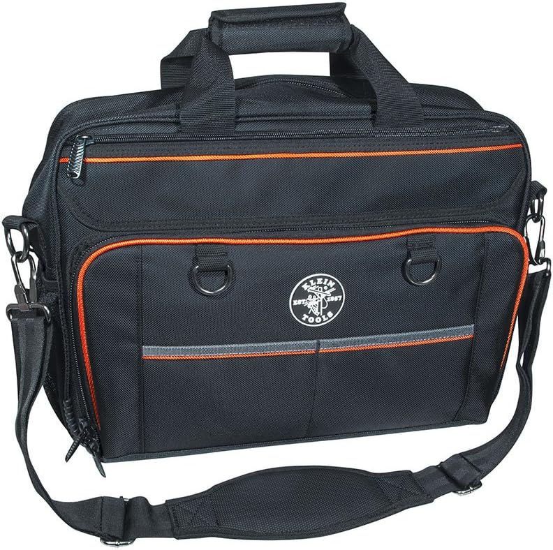 Klein Tools Tool Bag, Tradesman Pro Tech Bag with Laptop Pocket, Black and Orange 55455M