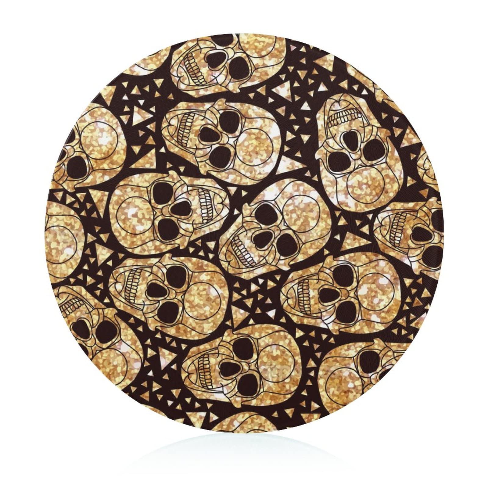 Planche à découper en verre Crânes D'or 20 cm résistante à la chaleur pour cuisine