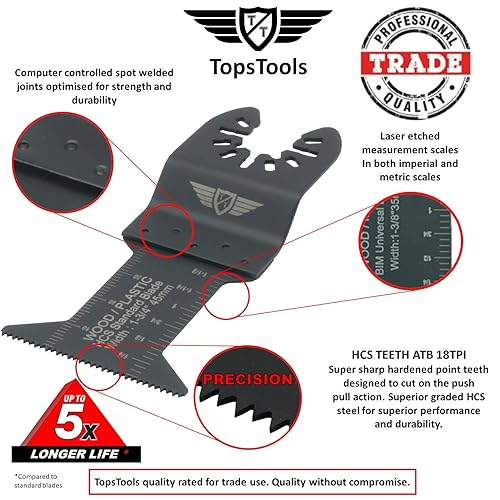 Miniatura 3 de 20 cuchillas TopsTools FAK20 de ajuste rápido OMT de mezcla compatibles con Dewalt Bosch Fein (no StarLock) Makita Milwaukee Craftsman Chicago Ryobi