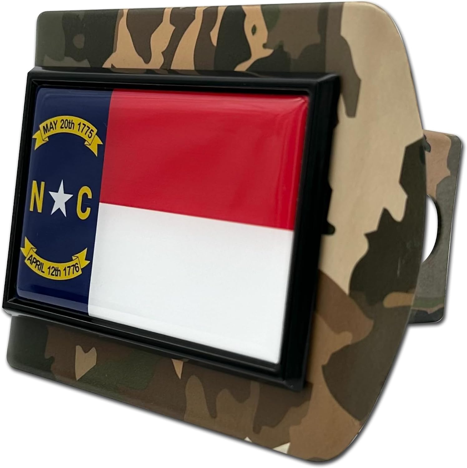 Elektroplate North Carolina State Flag All Metal Woodland Camo Hitch Cover for Trucks and SUVs | Fits Standard 2" Trailer Hitch Receivers | Premium Weatherproof