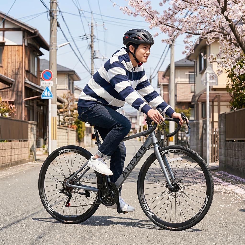 Amazon | ACEXIS ロードバイク 自転車 700C シマノ21段変速 アルミ