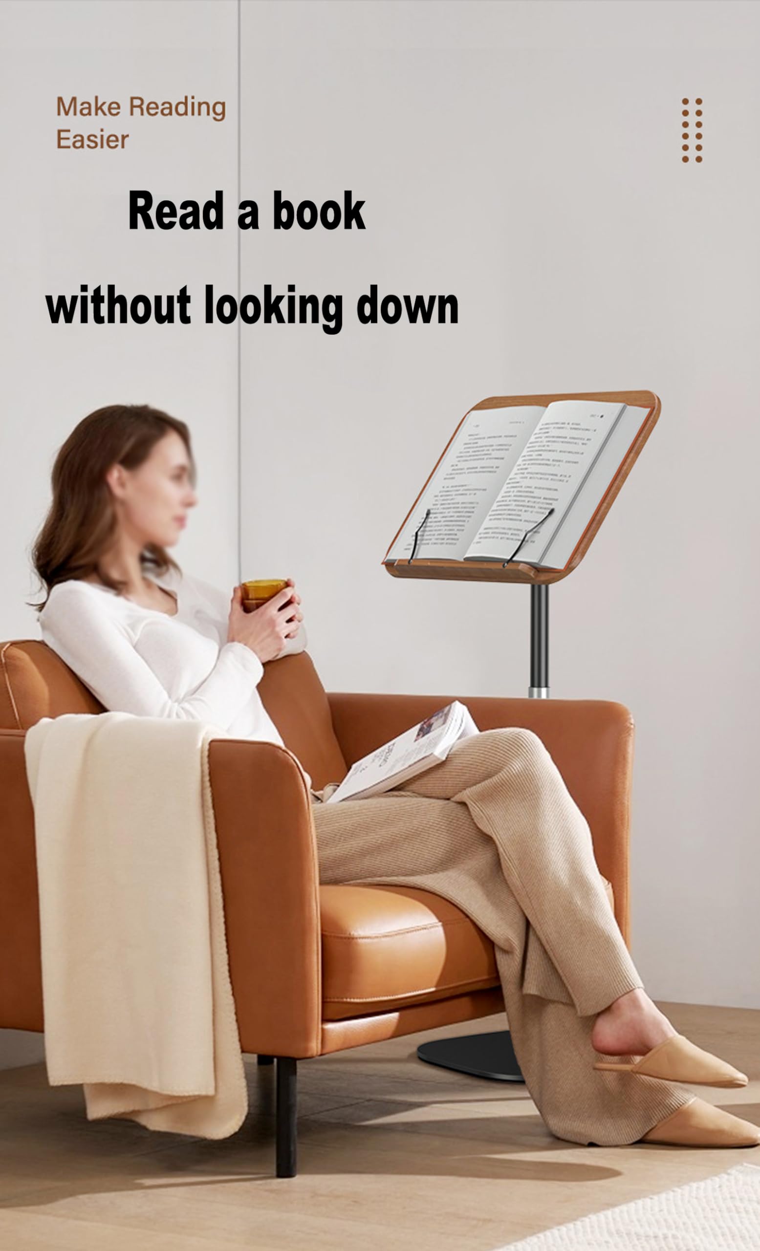 Höhenverstellbares Leseregal für den Boden, Stehender Buchhalter, Stand, Kirche, Kanzel, Schreibtisch, mit geneigter Lesefläche, für Bücher und Tablets (1,7 m)