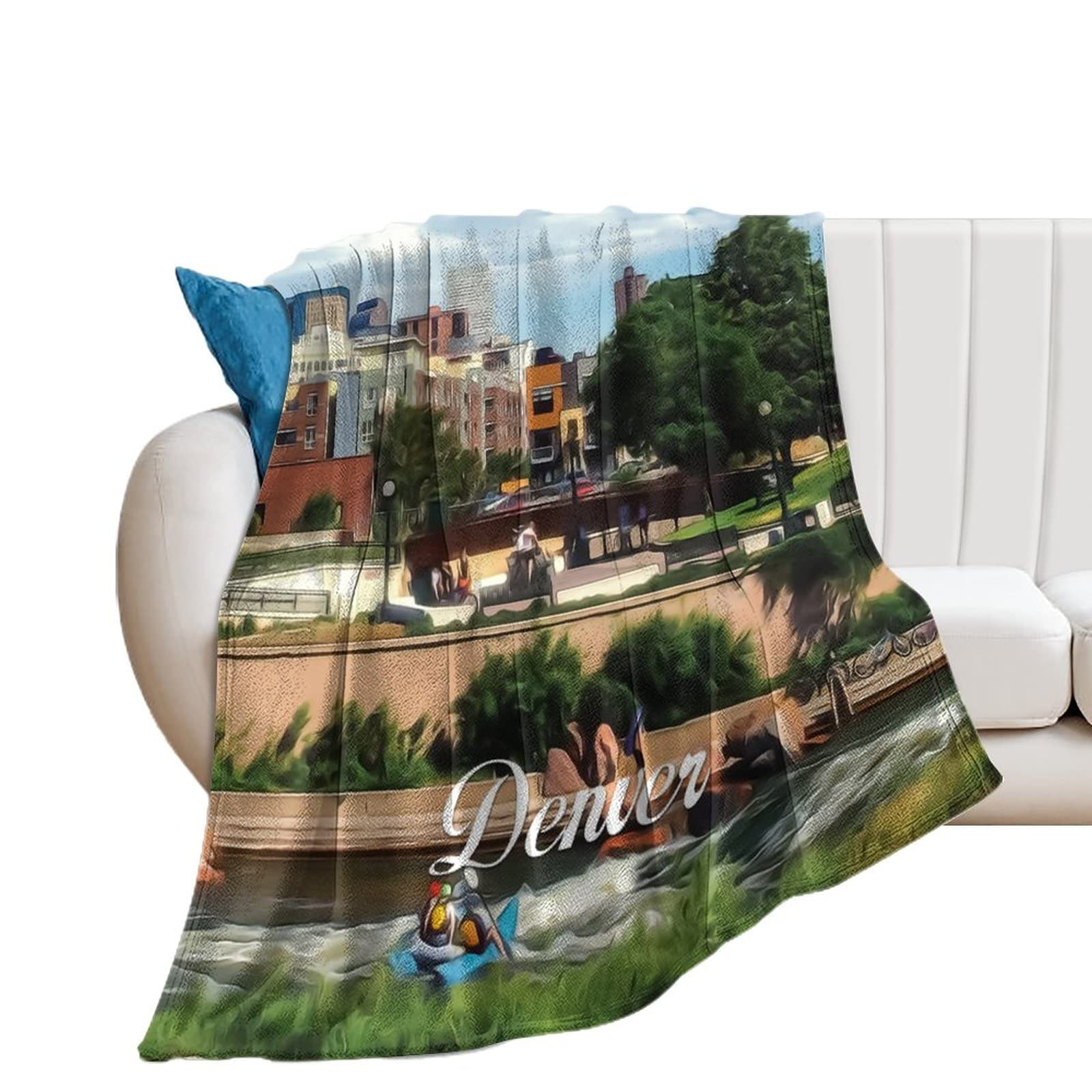 Couverture flanelle douce et chaude Denver contre le froid sur le lit