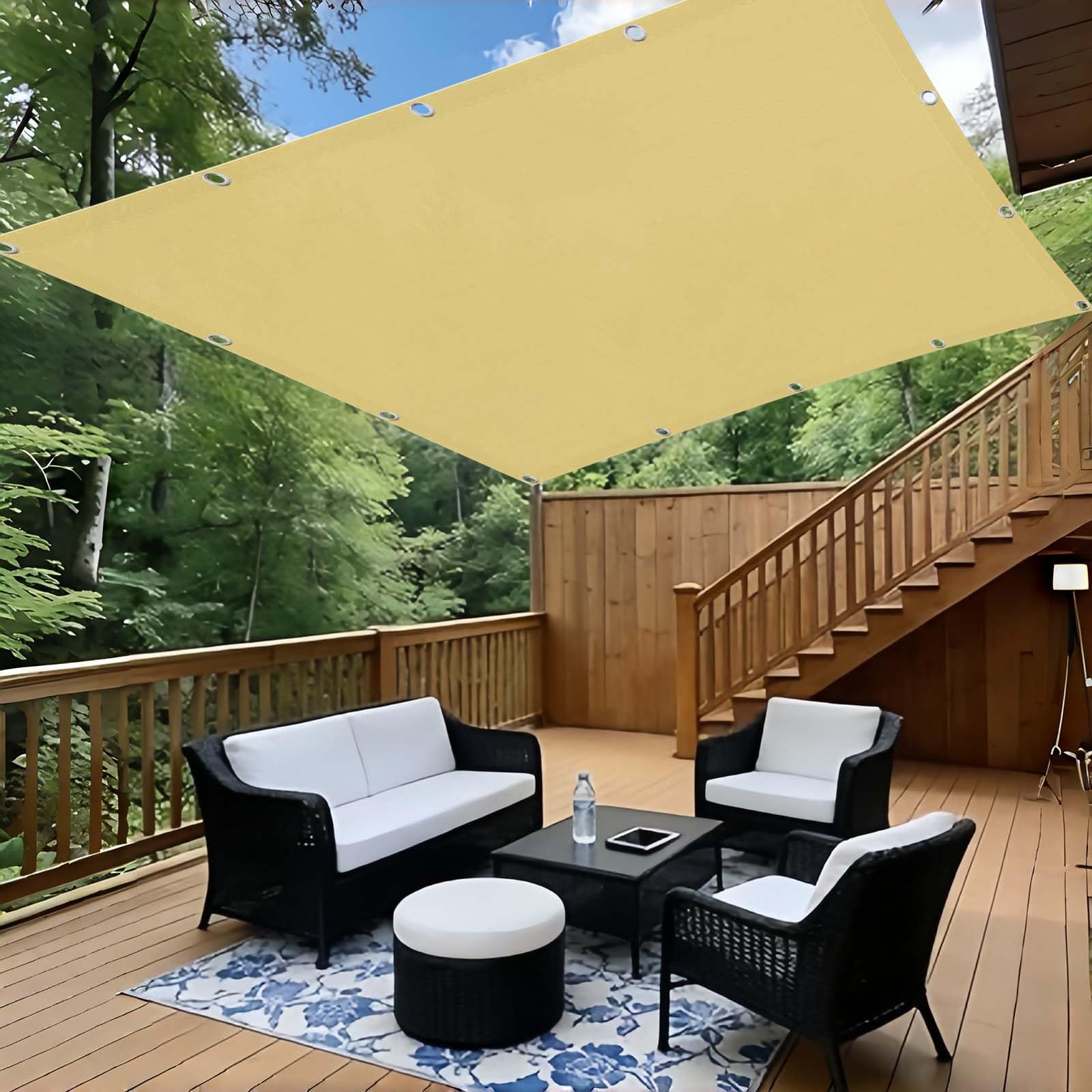 Toile ombrage anti-UV et résistante aux déchirures en PES jaune