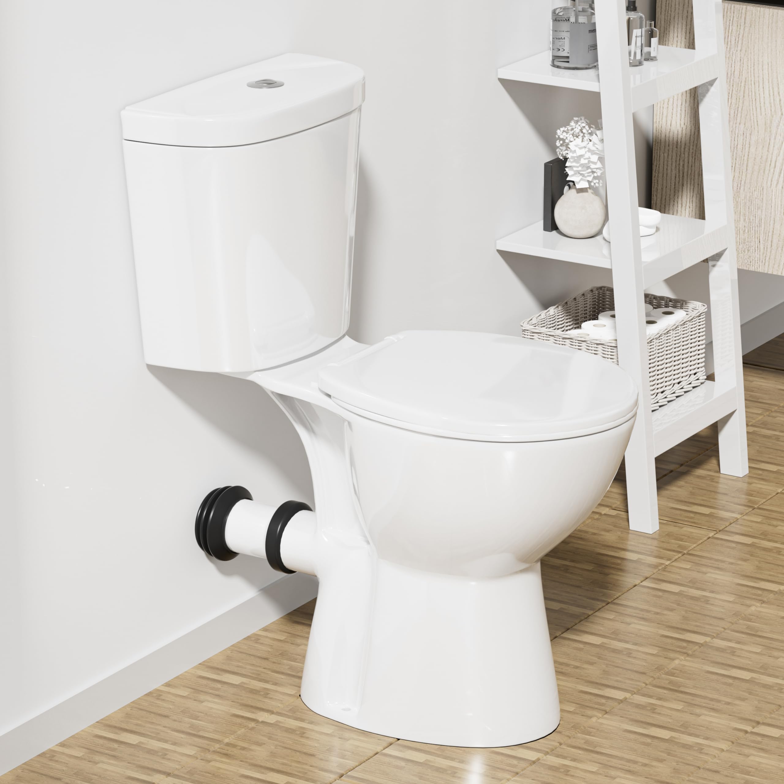 Lift Assure American Elongated Rear Outlet PTrap 2 Piece Toilet Kit